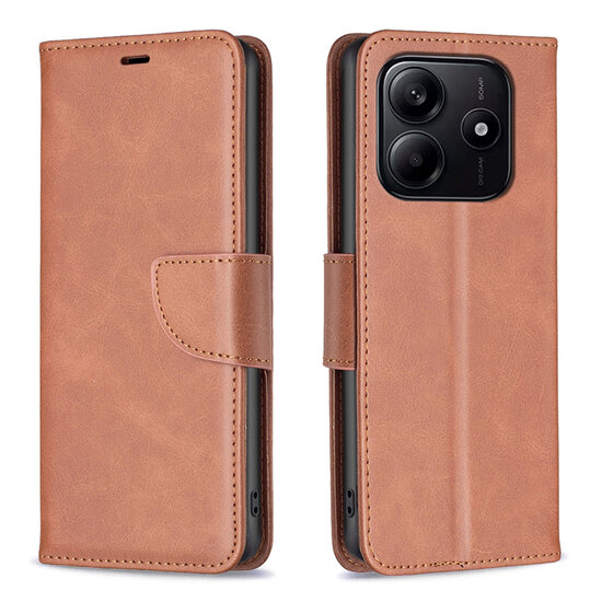 Xiaomi Redmi Note 14 5G Hoesje - MobyDefend Wallet Book Case Met Koord - Bruin
