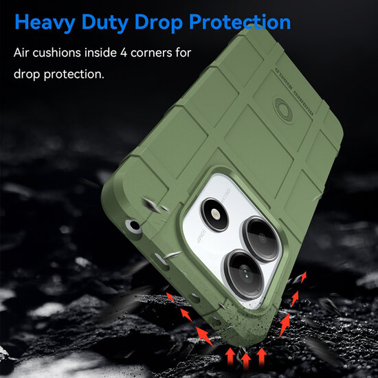 Xiaomi Redmi Note 14 5G Hoesje - Mobydefend Rugged Shield TPU Backcover - Groen