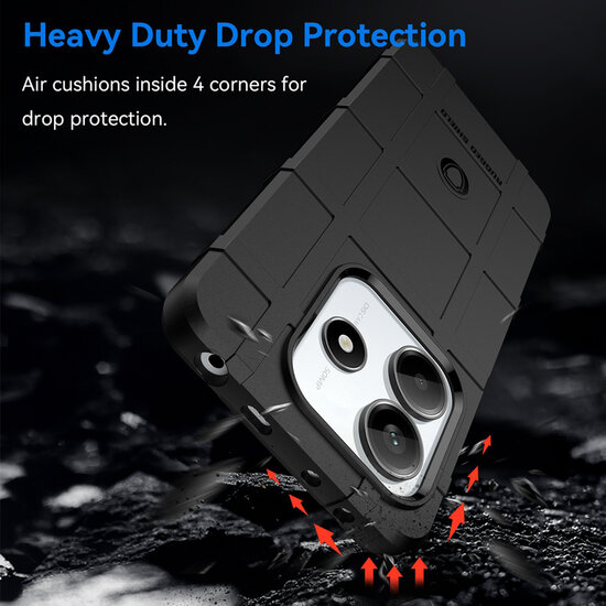 Xiaomi Redmi Note 14 5G Hoesje - Mobydefend Rugged Shield TPU Backcover - Zwart