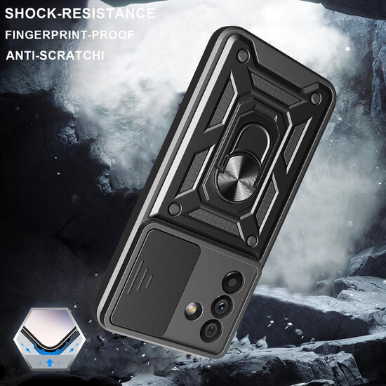 Samsung Galaxy A36 / Galaxy A56 Hoesje - MobyDefend Pantsercase Met Draaibare Ring - Rood