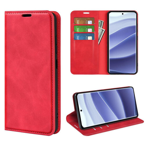 Xiaomi Redmi Note 14 Pro 5G Hoesje - MobyDefend Luxe Wallet Bookcase (Magnetische Sluiting) - Rood