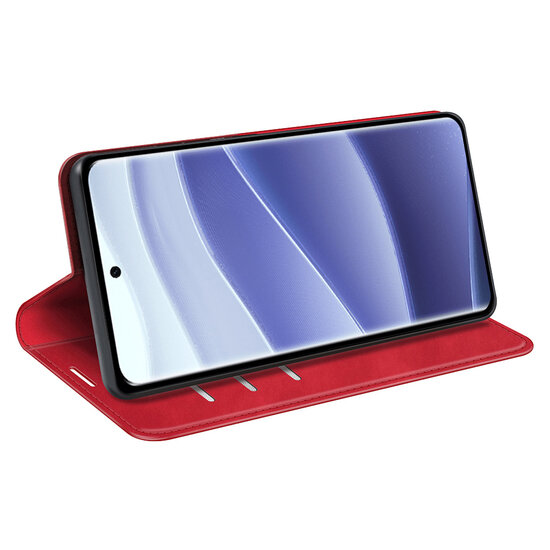 Xiaomi Redmi Note 14 Pro 5G Hoesje - MobyDefend Luxe Wallet Bookcase (Magnetische Sluiting) - Rood