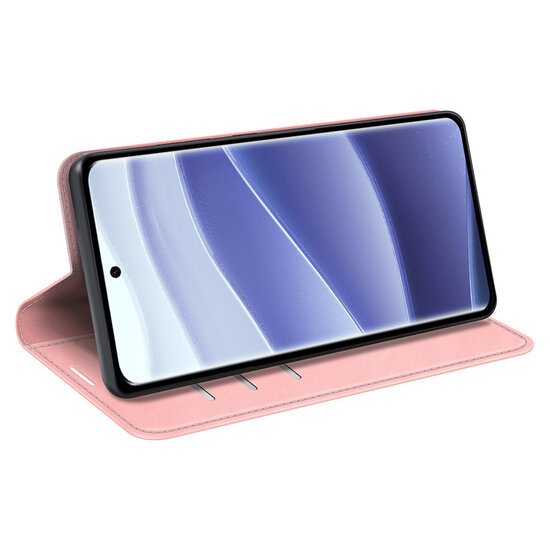 Xiaomi Redmi Note 14 Pro 5G Hoesje - MobyDefend Luxe Wallet Bookcase (Magnetische Sluiting) - Roze
