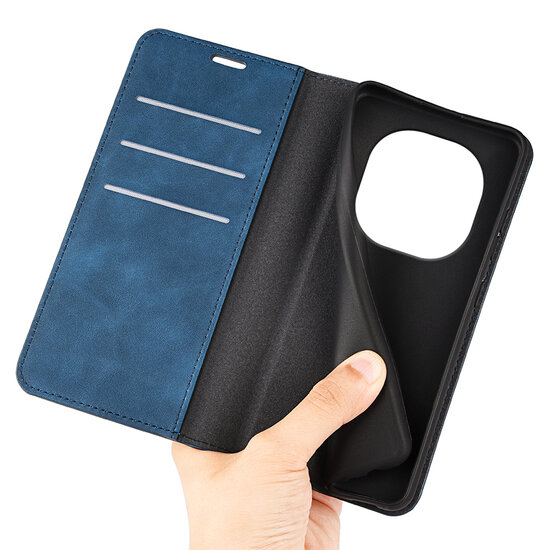 Xiaomi Redmi Note 14 Pro 5G Hoesje - MobyDefend Luxe Wallet Bookcase (Magnetische Sluiting) - Blauw