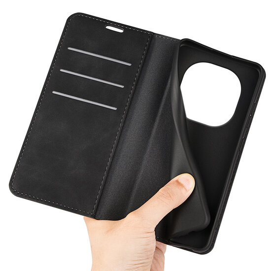 Xiaomi Redmi Note 14 Pro 5G Hoesje - MobyDefend Luxe Wallet Bookcase (Magnetische Sluiting) - Zwart