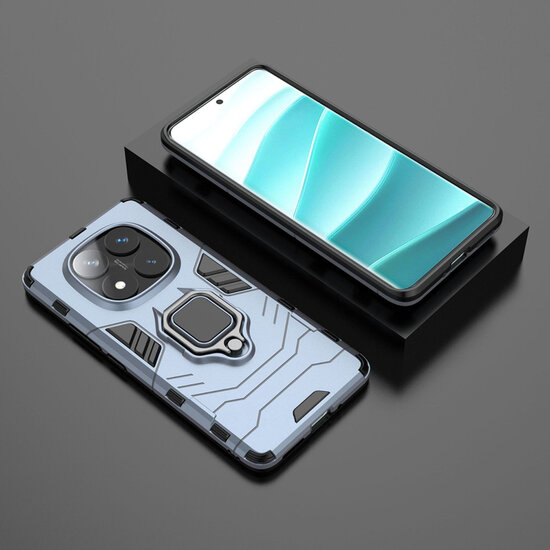 Xiaomi Redmi Note 14 Pro 5G Hoesje - MobyDefend Dubbelgelaagde Pantsercase Met Standaard - Blauw
