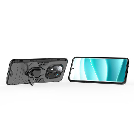 Xiaomi Redmi Note 14 Pro 5G Hoesje - MobyDefend Dubbelgelaagde Pantsercase Met Standaard - Zwart