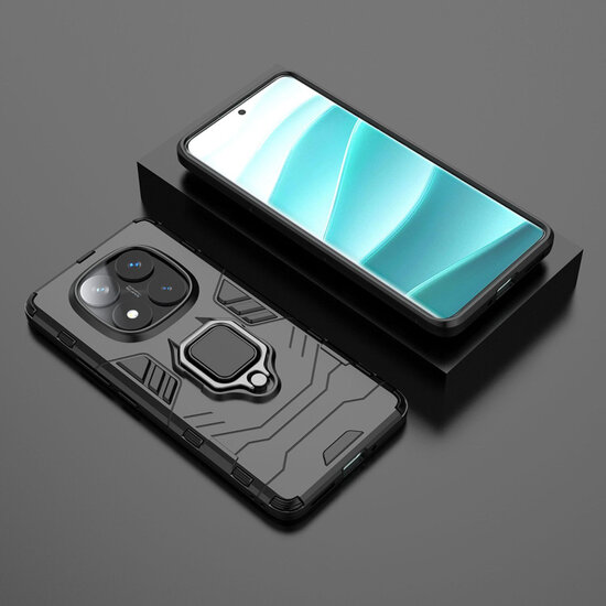 Xiaomi Redmi Note 14 Pro 5G Hoesje - MobyDefend Dubbelgelaagde Pantsercase Met Standaard - Zwart