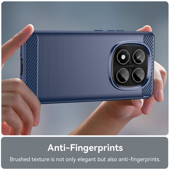 Xiaomi Redmi Note 14 Pro 4G Hoesje - MobyDefend TPU Backcover - Geborstelde Metaal &amp; Carbon-Look - Blauw