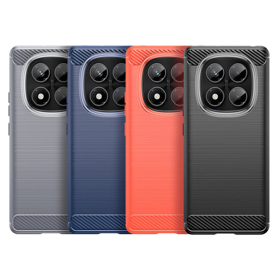 Xiaomi Redmi Note 14 Pro 4G Hoesje - MobyDefend TPU Backcover - Geborstelde Metaal &amp; Carbon-Look - Zwart