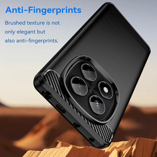 Xiaomi Redmi Note 14 Pro 4G Hoesje - MobyDefend TPU Backcover - Geborstelde Metaal &amp; Carbon-Look - Zwart