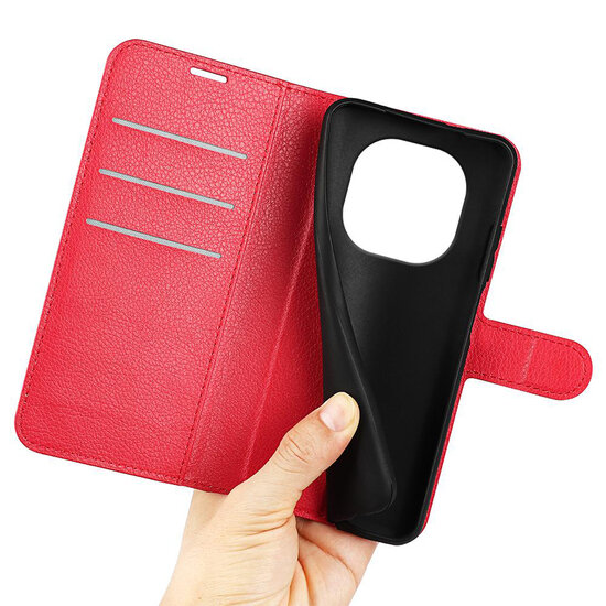 Xiaomi Redmi Note 14 Pro Plus Hoesje - MobyDefend Kunstleren Wallet Book Case (Sluiting Voorkant) - Rood