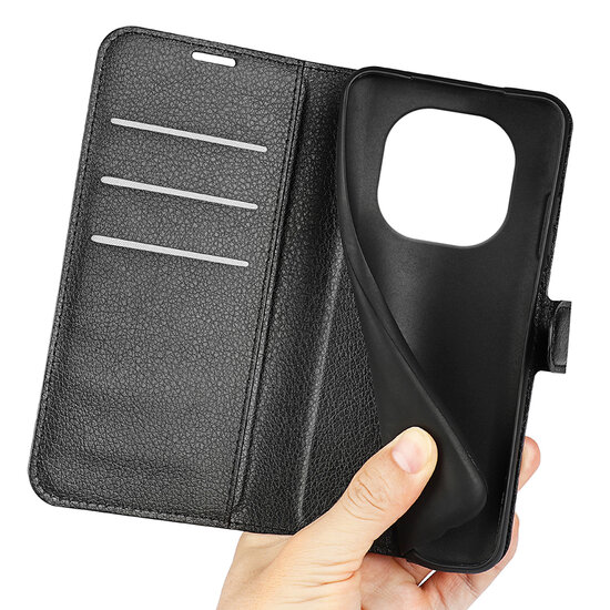 Xiaomi Redmi Note 14 Pro Plus Hoesje - MobyDefend Kunstleren Wallet Book Case (Sluiting Voorkant) - Zwart