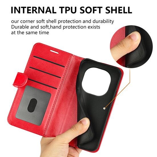 Xiaomi Redmi Note 14 Pro 5G Hoesje - MobyDefend Wallet Book Case (Sluiting Achterkant) - Rood