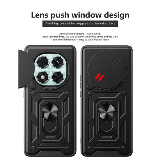 Xiaomi Redmi Note 14 Pro 5G Hoesje - MobyDefend Pantsercase Met Draaibare Ring - Zwart