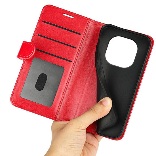 Xiaomi Redmi Note 14 Pro Plus Hoesje - MobyDefend Wallet Book Case (Sluiting Achterkant) - Rood