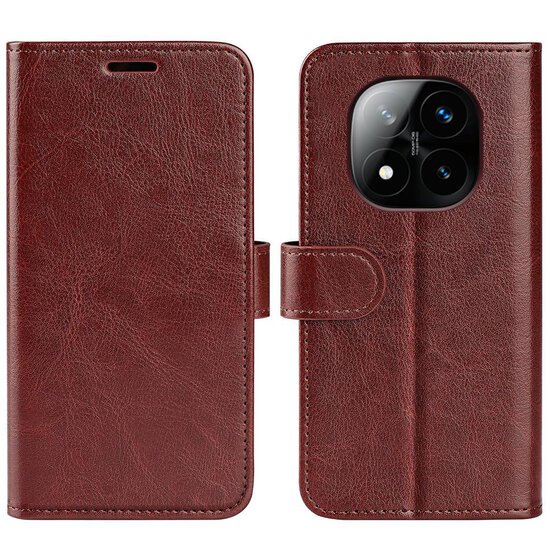 Xiaomi Redmi Note 14 Pro Plus Hoesje - MobyDefend Wallet Book Case (Sluiting Achterkant) - Bruin