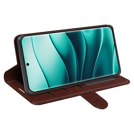 Xiaomi Redmi Note 14 Pro Plus Hoesje - MobyDefend Wallet Book Case (Sluiting Achterkant) - Bruin