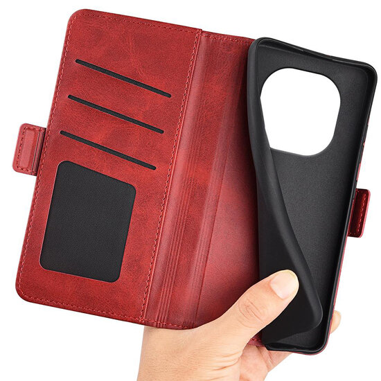 Xiaomi Redmi Note 14 Pro Plus Hoesje - MobyDefend Luxe Wallet Book Case (Sluiting Zijkant) - Rood