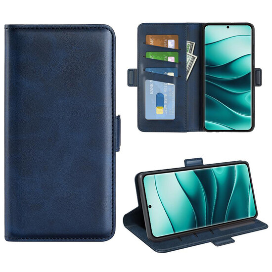 Xiaomi Redmi Note 14 Pro Plus Hoesje - MobyDefend Luxe Wallet Book Case (Sluiting Zijkant) - Blauw