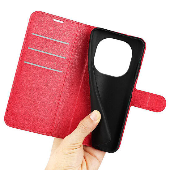 Xiaomi Redmi Note 14 Pro 5G Hoesje - MobyDefend Kunstleren Wallet Book Case (Sluiting Voorkant) - Rood