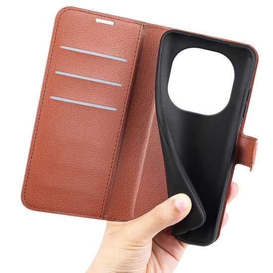Xiaomi Redmi Note 14 Pro 5G Hoesje - MobyDefend Kunstleren Wallet Book Case (Sluiting Voorkant) - Bruin