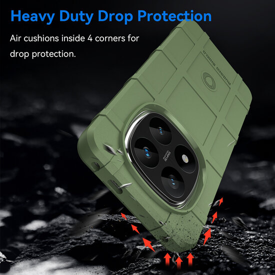 Xiaomi Redmi Note 14 Pro Plus Hoesje - Mobydefend Rugged Shield TPU Backcover - Groen