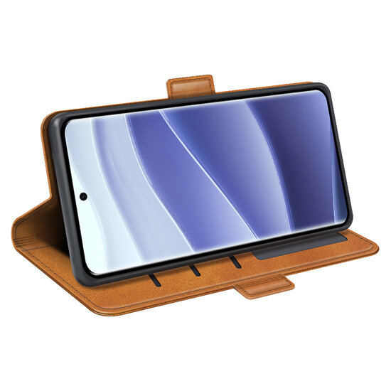 Xiaomi Redmi Note 14 Pro 5G Hoesje - MobyDefend Luxe Wallet Book Case (Sluiting Zijkant) - Lichtbruin