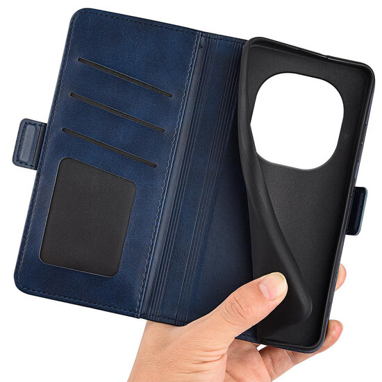 Xiaomi Redmi Note 14 Pro 5G Hoesje - MobyDefend Luxe Wallet Book Case (Sluiting Zijkant) - Blauw