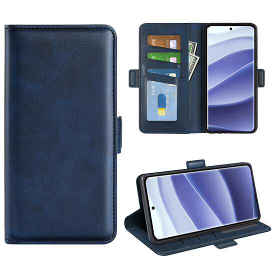 Xiaomi Redmi Note 14 Pro 5G Hoesje - MobyDefend Luxe Wallet Book Case (Sluiting Zijkant) - Blauw