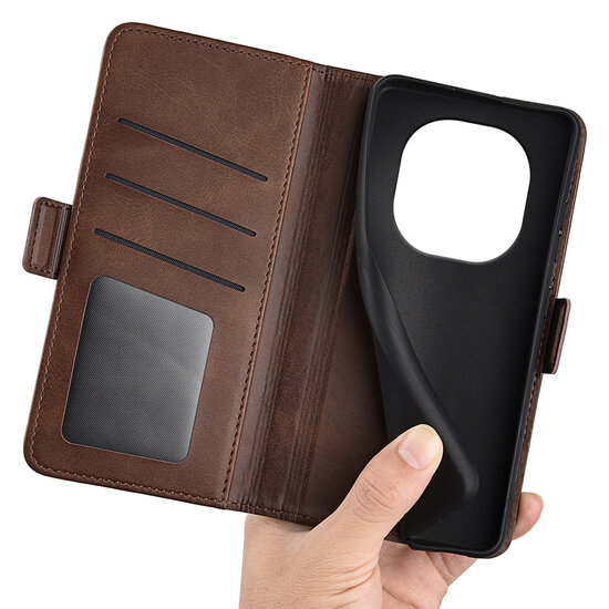 Xiaomi Redmi Note 14 Pro 5G Hoesje - MobyDefend Luxe Wallet Book Case (Sluiting Zijkant) - Bruin
