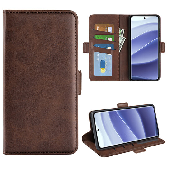Xiaomi Redmi Note 14 Pro 5G Hoesje - MobyDefend Luxe Wallet Book Case (Sluiting Zijkant) - Bruin