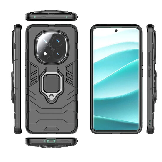 Xiaomi Redmi Note 14 Pro Plus Hoesje - MobyDefend Dubbelgelaagde Pantsercase Met Standaard - Blauw