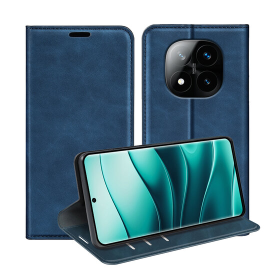 Xiaomi Redmi Note 14 Pro Plus Hoesje - MobyDefend Luxe Wallet Bookcase (Magnetische Sluiting) - Blauw
