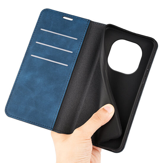 Xiaomi Redmi Note 14 Pro Plus Hoesje - MobyDefend Luxe Wallet Bookcase (Magnetische Sluiting) - Blauw