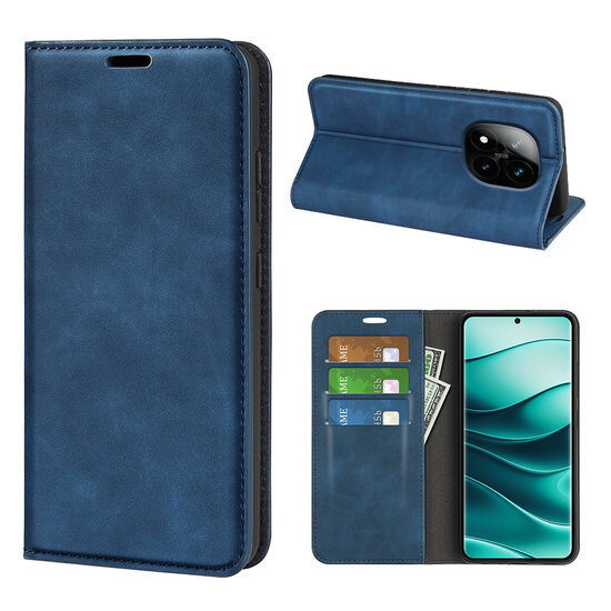Xiaomi Redmi Note 14 Pro Plus Hoesje - MobyDefend Luxe Wallet Bookcase (Magnetische Sluiting) - Blauw