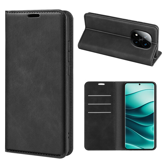 Xiaomi Redmi Note 14 Pro Plus Hoesje - MobyDefend Luxe Wallet Bookcase (Magnetische Sluiting) - Zwart