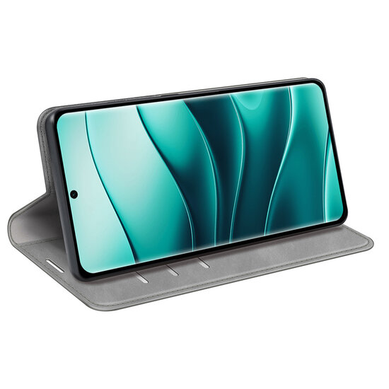 Xiaomi Redmi Note 14 Pro Plus Hoesje - MobyDefend Luxe Wallet Bookcase (Magnetische Sluiting) - Grijs