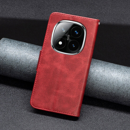 Xiaomi Redmi Note 14 Pro 5G Hoesje - MobyDefend Wallet Book Case Met Koord - Rood