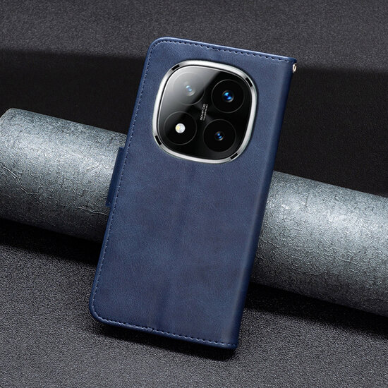Xiaomi Redmi Note 14 Pro 5G Hoesje - MobyDefend Wallet Book Case Met Koord - Blauw