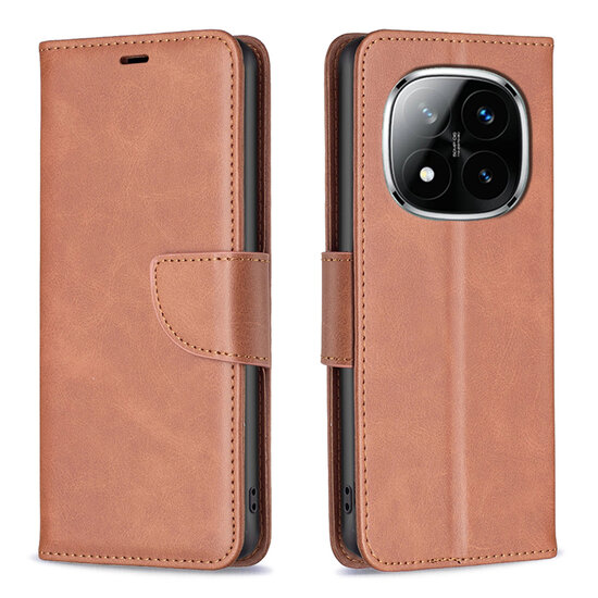 Xiaomi Redmi Note 14 Pro 5G Hoesje - MobyDefend Wallet Book Case Met Koord - Bruin