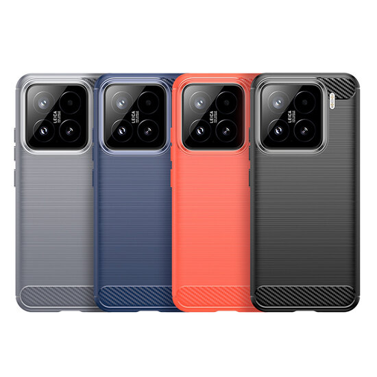 Xiaomi 15 Hoesje - MobyDefend TPU Backcover - Geborstelde Metaal &amp; Carbon-Look - Blauw