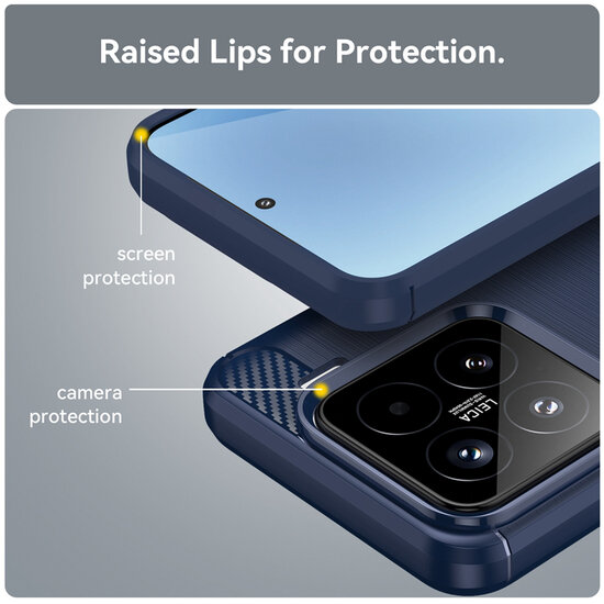 Xiaomi 15 Hoesje - MobyDefend TPU Backcover - Geborstelde Metaal &amp; Carbon-Look - Blauw