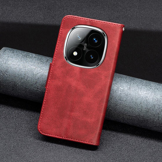 Xiaomi Redmi Note 14 Pro Plus Hoesje - MobyDefend Wallet Book Case Met Koord - Rood
