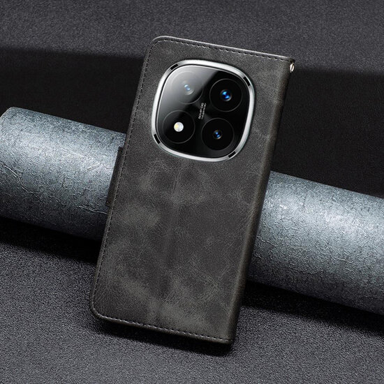 Xiaomi Redmi Note 14 Pro Plus Hoesje - MobyDefend Wallet Book Case Met Koord - Zwart