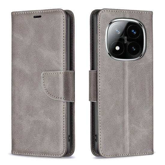 Xiaomi Redmi Note 14 Pro Plus Hoesje - MobyDefend Wallet Book Case Met Koord - Grijs