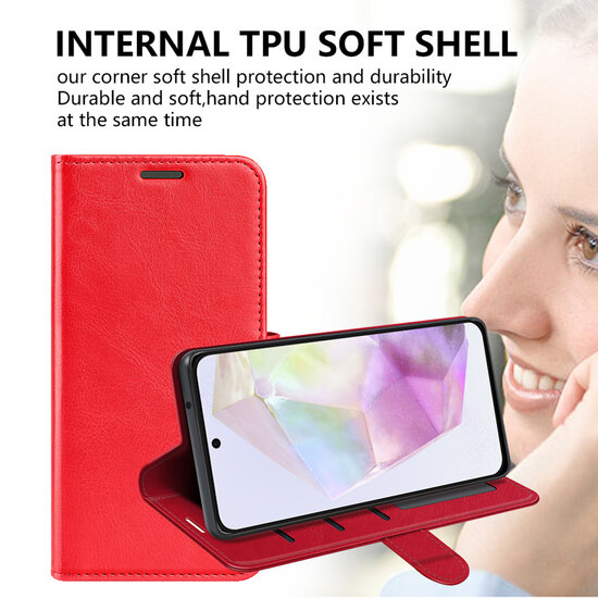 Samsung Galaxy A36 / Galaxy A56 Hoesje - MobyDefend Wallet Book Case (Sluiting Achterkant) - Rood