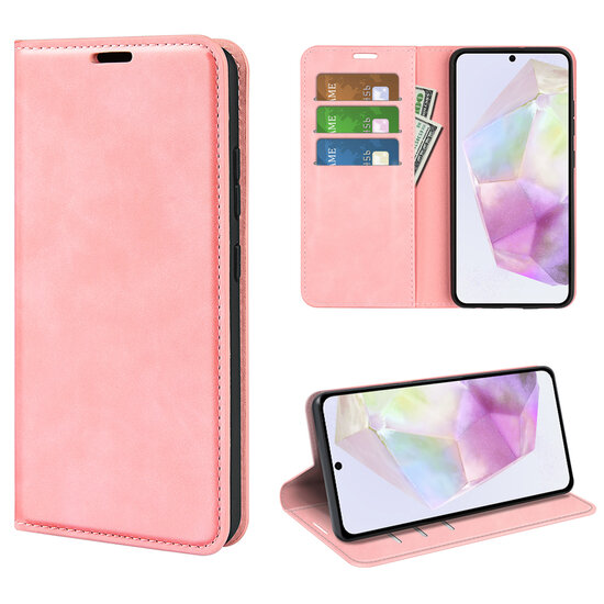 Samsung Galaxy A36 / Galaxy A56 Hoesje - MobyDefend Luxe Wallet Bookcase (Magnetische Sluiting) - Roze