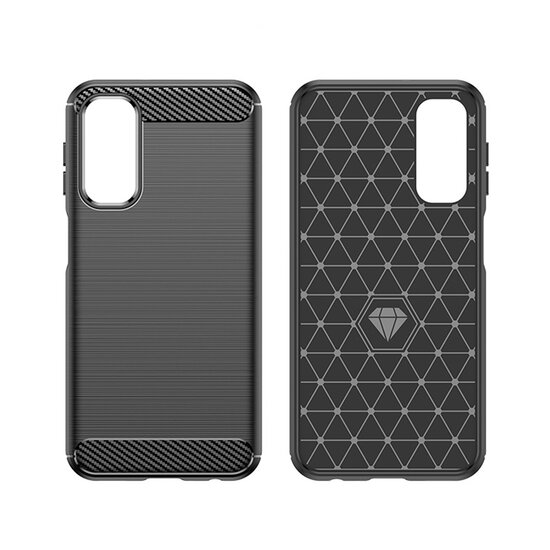 Samsung Galaxy A36 / Galaxy A56 Hoesje - MobyDefend TPU Backcover - Geborstelde Metaal &amp; Carbon-Look - Blauw