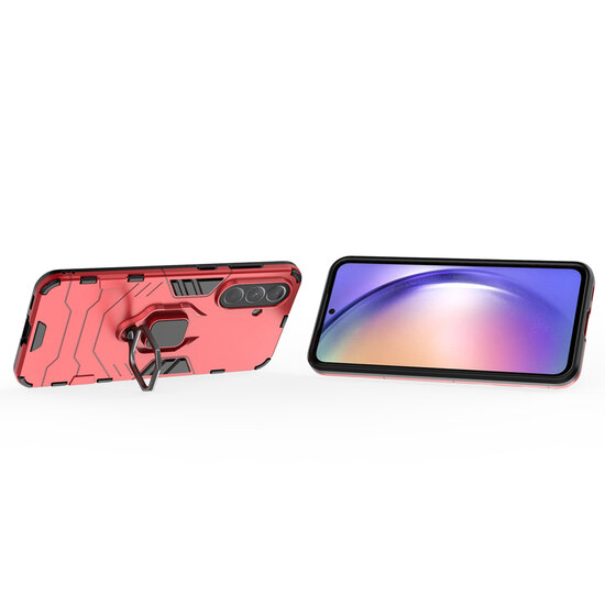 Samsung Galaxy A36 / Galaxy A56 Hoesje - MobyDefend Dubbelgelaagde Pantsercase Met Standaard - Rood